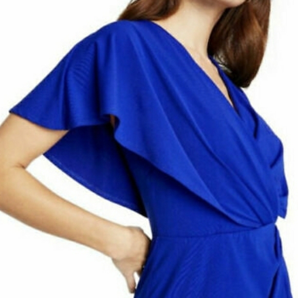 *CUSHNIE ROYAL BLUE PLUNGING NECK HIGH LOW DRESS SIZE 2 NEW WITH TAGS - Picture 4 of 8